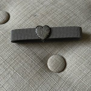 Crystal Heart Silver Bracelet Cuff